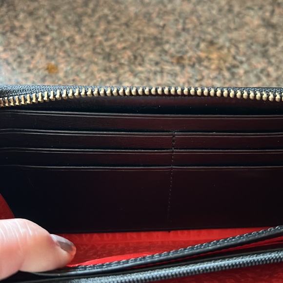 TWO wallets #1 Kate Spade black & cream polka dot & #1 med orange (ostrich look) - Picture 7 of 11